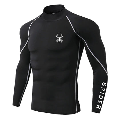 Men's Long Sleeve Compression Shirt Gym Fitness Athletic Undershirt Elastic Sport Running Tops