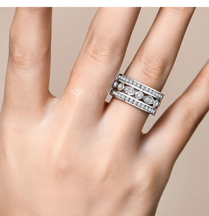 Luxury Full Moissanite Rings for Women D Color VVS1 Lab Diamond Band S925 Silver Engagement Wedding Jewelry Party Gift