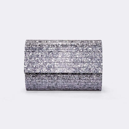Fashionable Spliced Stripes Acrylic Evening Clutch Handheld Crossbody Ladies Bag for Weddings and Parties