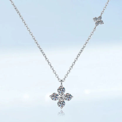 Sparkling 1.2cttw Clover Moissanite Pendant Necklace for Women S925 Sterling Silver Diamond Neck Chain Necklaces Wholesale