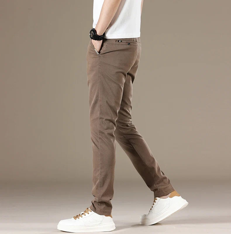 New Spring Summer Lyocell Fabric Mens Casual Pants Hight Quality Fashion Slim Business Trousers Brand Elastic Soft Pants