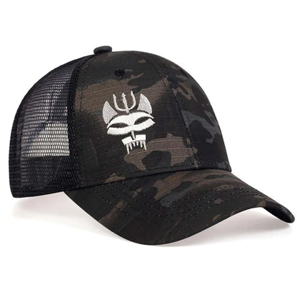 Unisex Forked Wolf Embroidery Camouflage Baseball Caps Spring and Autumn Outdoor Adjustable Sunscreen Hat Hunting Accessories