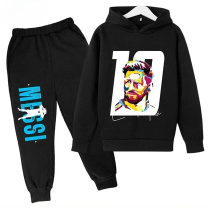 Messi Print Children's Set Sports Hoodie Pants Suit 2pcs Set Boys Girls Baby Kid Clothing Casual Fashion Autumn Winter sportsuit