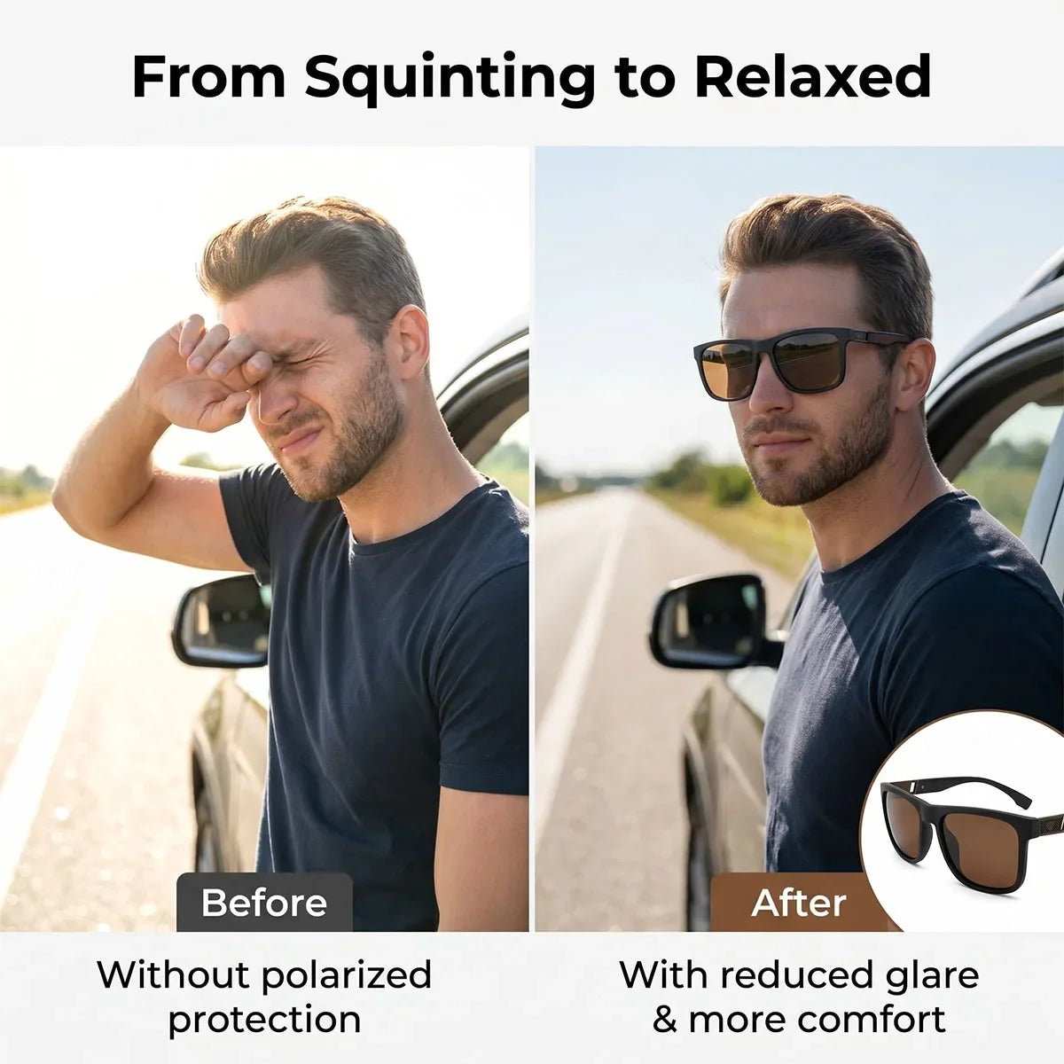 Polarized Square Sunglasses For Men Luxury Square Vintage Retro Fashion Glasses  Gafas De Sol Hombre Polarizadas Alta Calidad