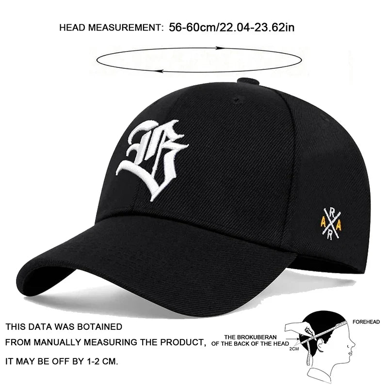 Unisex Gothic Letter Geometric Embroidery Baseball Caps Spring and Autumn Outdoor Adjustable Casual Hats Sunscreen Hat