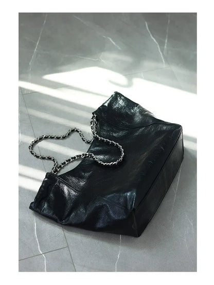 Women Genuine Leather Luxury Chain Single Shoulder Bags Large Capacity Soft Handbag Suitable For Working And Travling