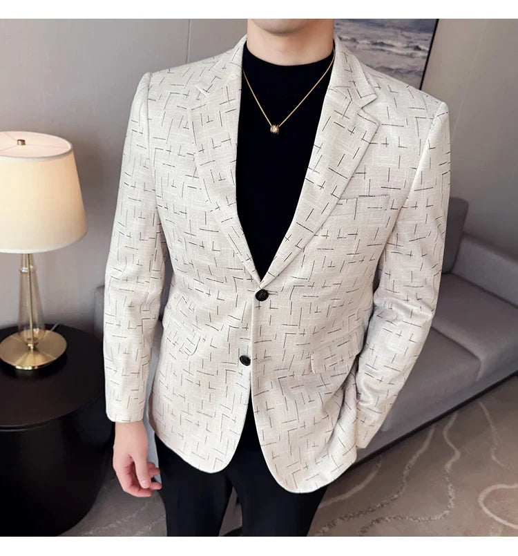 High Quality Jacquard Suit Jacket for Men 2025 Fashion Korean Style Slim Fit Business Casual Wedding Social Dress Coats 4XL-M