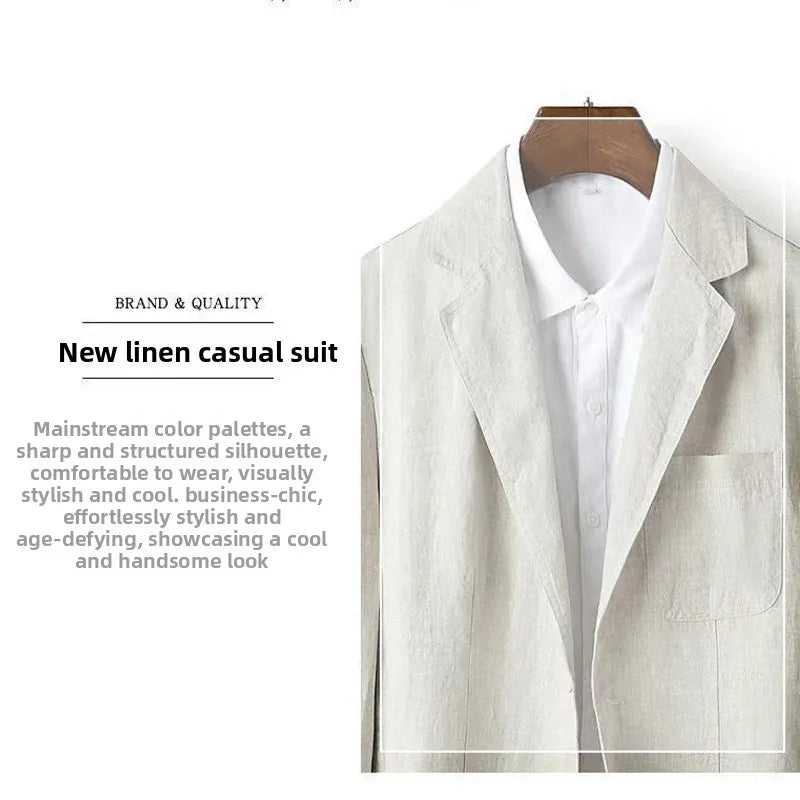 Linen Sun Protection Jacket Blazer - Men's Fashionable Business Casual Versatile and Comfortable Ice Sensation Breathable Blazer