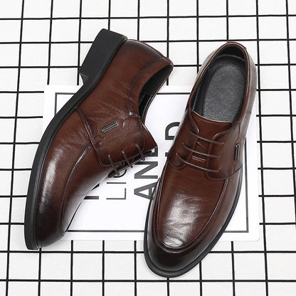 Brown Leather Dress Shoes British Style Lace Up Formal Business Footwear Groom Wedding Shoes Low Top Comfortable Office Shoes