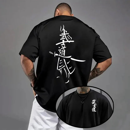 Japan Bushido Print T-shirt for Man 2026 Spring Summer Daily Casual Fashion Short Sleeve Top Male Home Outdoor Comfort Cool Tees