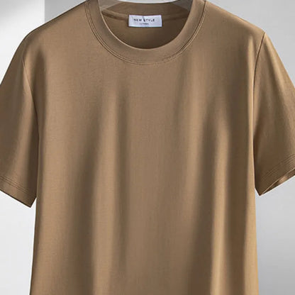 Plus Size 4XL 5XL Liquid Ammonia Mercerized Cotton T-shirt For Men Summer Cool Feeling Round Neck Top Clothes Short Sleeve Tees