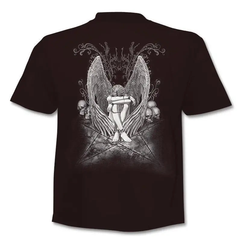 New retro street punk motorcycle men's T-shirt 3D shirt casual fashion hip-hop horror short sleeved round neck men's clothing