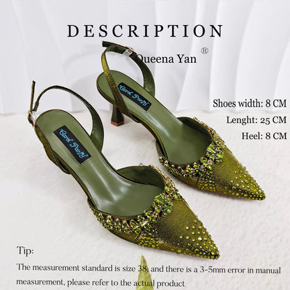 Italian Design Slip-on High Heels and Matching Three-Dimensional Bag Nigeria Party Pointed Shoes with Bag or a Pair of Shoes
