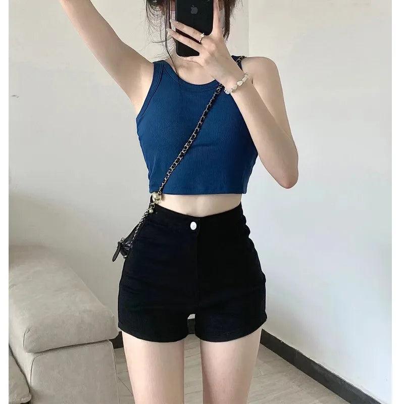 2024 New Running Shorts High Waist Denim Shorts Women Summer Korean Fashion Loose Jeans Sexy Wide-leg Pants Stylish Denim Short