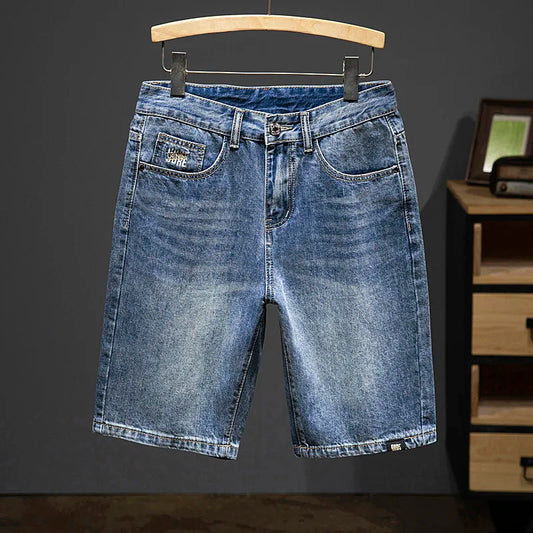 2024 New in Vintage Men's Denim Shorts Fashion Straight Bermuda Jeans Slim Soft Casual Short Pants Male Streetwear