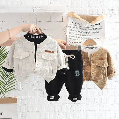 New Autumn Baby Clothes Set Children Boys Long Sleeved Suit Jacket T-Shirt Pants 3Pcs/Set Toddler Letter Costume Kids Tracksuits