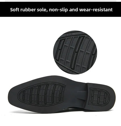 Men's Large Size Thick Bottom Heightening Painted Surface Slip-On Loafers Shoes with Rubber Sole And Ultra Leather Material