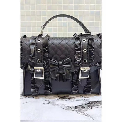 Kawaii Day Sweet Cute Thunder Women's Handbag Lolita Gem Ruffle Bow Shoulder Crossbody Bags Japanese Lolita Bags for girls