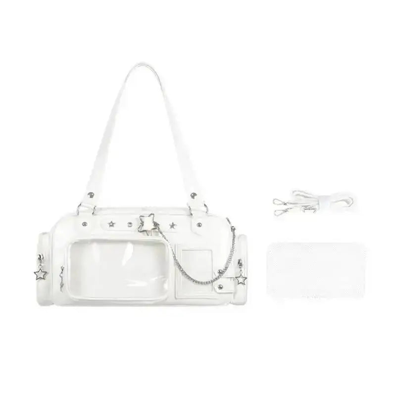 Star Chain Y2k Harajuku Shoulder Itabag Blue Lolita Girl Pain Bags Transparent Japanese Crossbody Bag New Concert Korean Handbag
