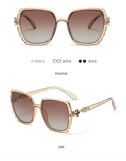 Luxury Square Designer Fashion Big Polarized Sunglasses For Women Glasses Brand 2024 Woman Women's Retro Shades UV400 Eyewear