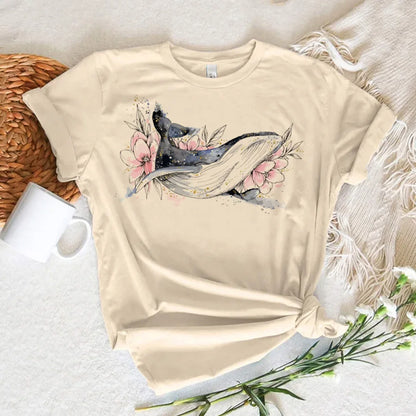 Whale tshirt women streetwear graphic Japanese t shirt female y2k graphic designer clothing