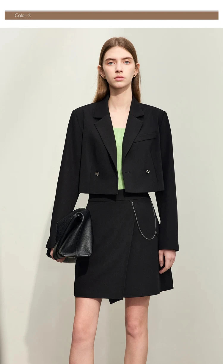 Minimalism Casual Shorts Skirts Women High Rase 2024 Autumn New Fashion Commuter Lady Straight Blazer A-Line Skirt 12343035