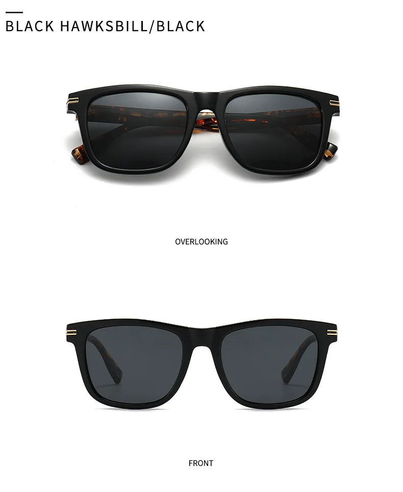 Trending Square Men Punk Rivets Sunglasses Retro Dark Green Eyewear Women Shades UV400 Polarized Sun Glasses