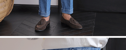 Italian Style Men's High Waist Business Neapolitan Jeans Draped Cuffed Straight Leg Western Pants Youth Trendy Wear Resistant