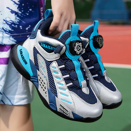 New Children Basketball Shoes Swivel Button Boys Fashion Sneakers Girls School Sport Shoes Kids Casual Trainers Outdoor Shoes