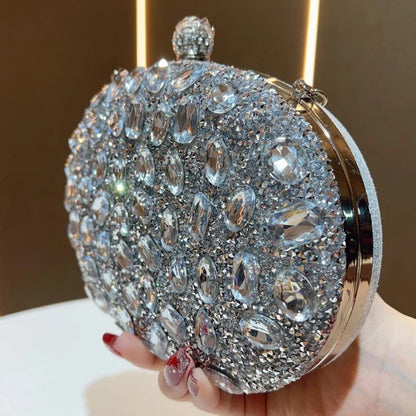 Golden Birthday Party Luxury Crystal Silver Diamond Evening Bags Women Party Purse Wedding Pink Bridal Boutique Clutch Bags