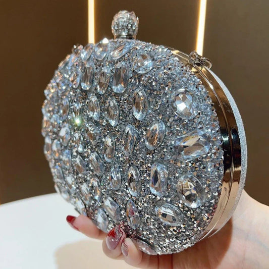 Golden Birthday Party Luxury Crystal Silver Diamond Evening Bags Women Party Purse Wedding Pink Bridal Boutique Clutch Bags