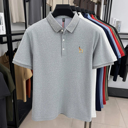 Brand Design Men's Polo Shirt Lapel Short Sleeve T-Shirt Summer New Exquisite Dog Embroider Fashion Business Handsome Men's Wear