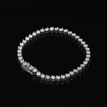 3 Prong 2.5mm 3mm Full D Color Moissanite Diamond Tennis Bracelet for Women 925 Silver Link Chain Spring Buckle Bracelets