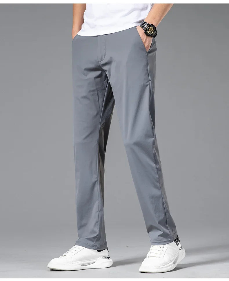 High Elastic Ultra-thin Casual Pants Men's Quick-drying Comfortable Soft Business Korean Spring Summer Trousers Brand Clothes