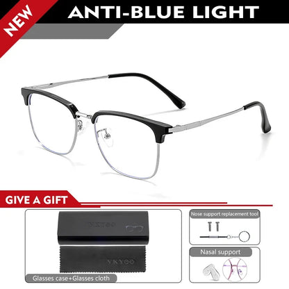 Square Men's Business 8026 Anti-Blue Light Classic Retro Anti-Blue Light Reading Glasses Women Prescription Customized