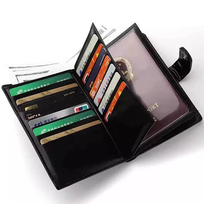 Men Women PU Leather Long Wallet Large Capacity Passport Cover Holder Multi Card Slots Cash Coin Pocket Travel Clutch