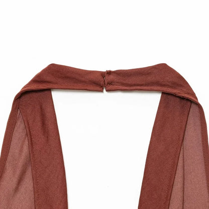 sexy Dress for Women Fashion Summer New Sleeveless Backless brown Hanging neck collar Chic Female Evening Dresses Mujer