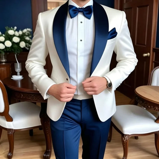 Luxe Peak Lapel Men's Suit Jacket Pants 2 Piece Sharp Business Men Thin Stripe Suit For Groom Wedding Double Breasted Suit