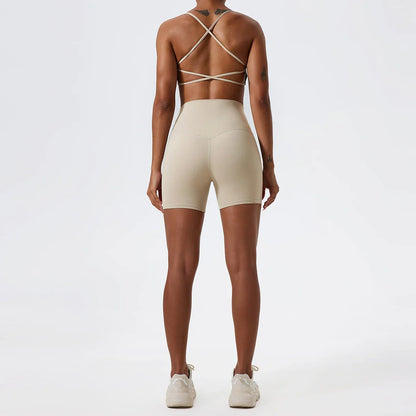 Two Pieces Yoga Set Women Gym Shorts Sports Suit Female Soften Skin-Friendly Activewear Beauty Back Women Sportswear