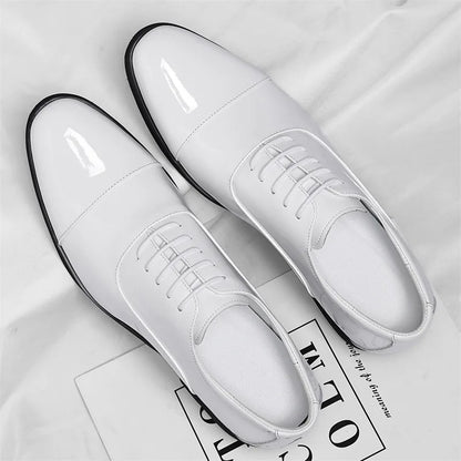 Korean Black White Leather Shoes for Men Big Size Business Casual Shoes Male Spring Autumn Lace Designer Fashion Shoe Man