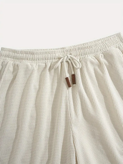 Men's Waffle Texture Shorts Summer Casual Sports Plus Size Loose Fit Knee-Length Shorts Male Oversized Streetwear Beach Pants