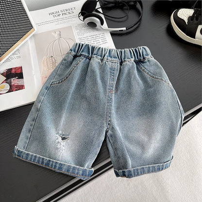 New Summer Fashion Baby Boys Clothes Suit Children Flip Pocket T-shirt Denim Shorts 2Pcs/Set Toddler Clothing Kids Tracksuits