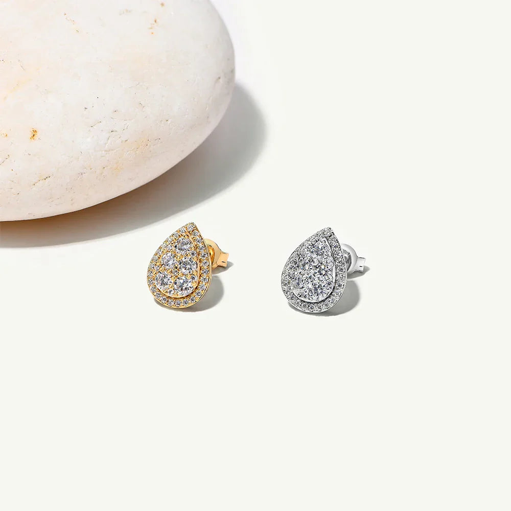 Teardrop Shape Earrings Moissanite DVVS1 Round Cut 925 Sterling Silver Gold Plated For Women Wedding Party Jewelry Gift