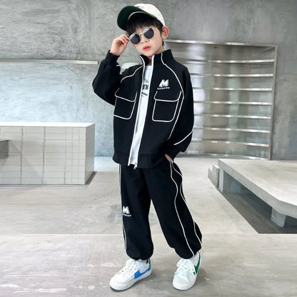 2025 New Boys' Spring-Autumn Outfit Set Middle-Large Size Korean Style Stylish Cool Kids' Clothing for Boys