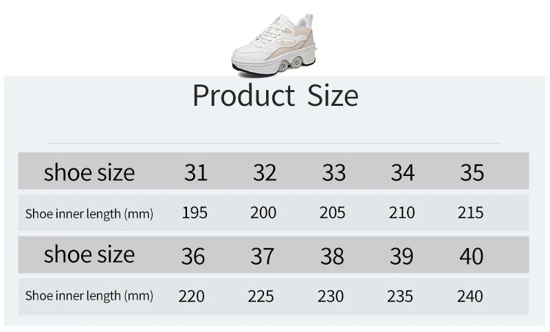 Deformation Shoes Roller Sneakers With 4 Wheels Skates Adult Kids Runaway Parkour Wheels Shoes For Women Men Youth Sport Shoes