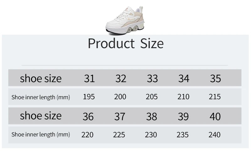 Deformation Shoes Roller Sneakers With 4 Wheels Skates Adult Kids Runaway Parkour Wheels Shoes For Women Men Youth Sport Shoes