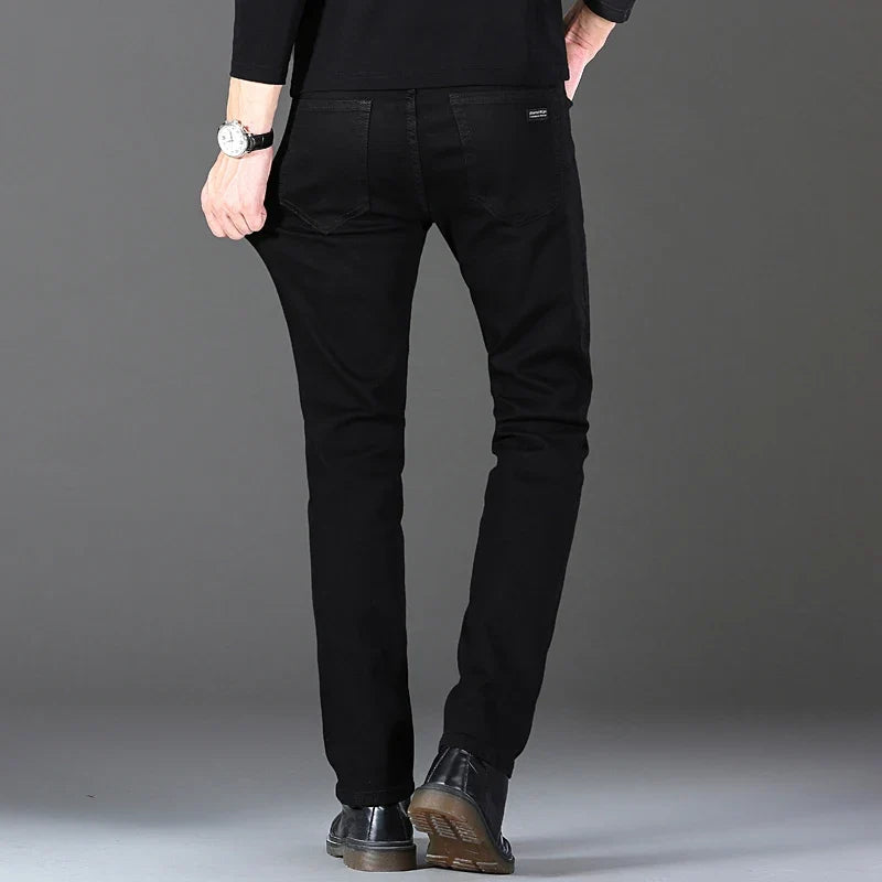Models Spring Autumn Business Jeans Men Casual Straight Stretch Fashion Classic Work Denim Trousers Brand Clothing