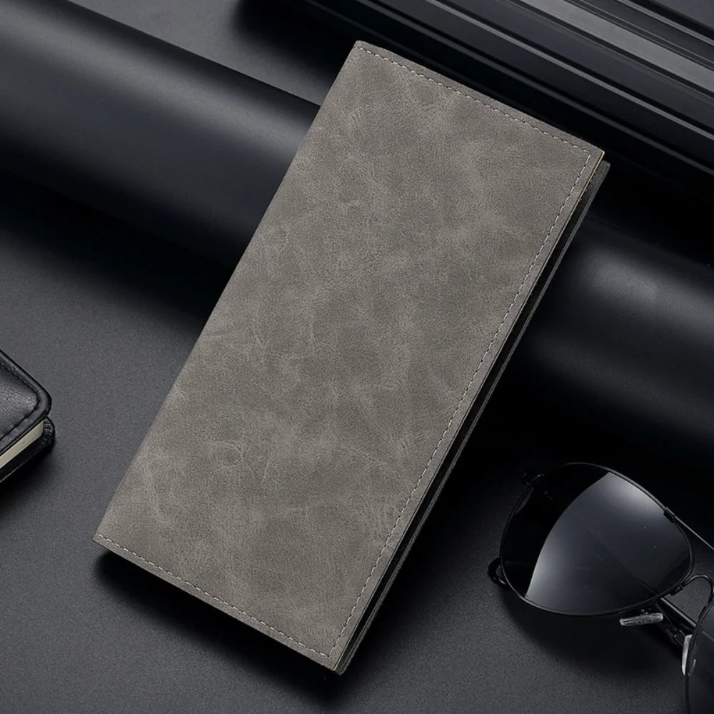 Vintage Long Section Soft PU Wallet For Men Bags Slim Purse Male Simple Purses Casual Business Money Coin Credit Cards Holders