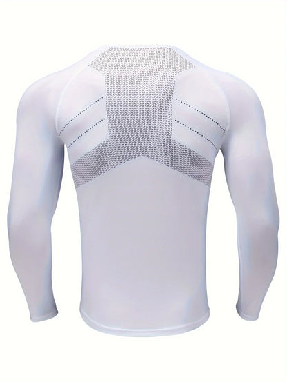 Men's Athletic Quick-Dry Long Sleeve Tee - High-Stretch, Durable & Versatile Sportswear for Training and Casual Wear