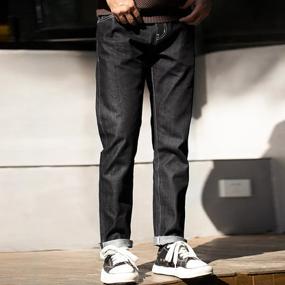 Silver Denim Vintage Jeans for Men Amekaji Selvedge Raw Denim 13 Oz Straight Fit Pants 28 To 38 Men’s Clothing  New